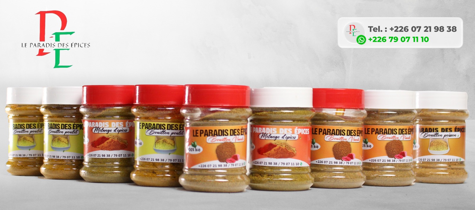 Toute la gamme Le Paradis des Épices alignée